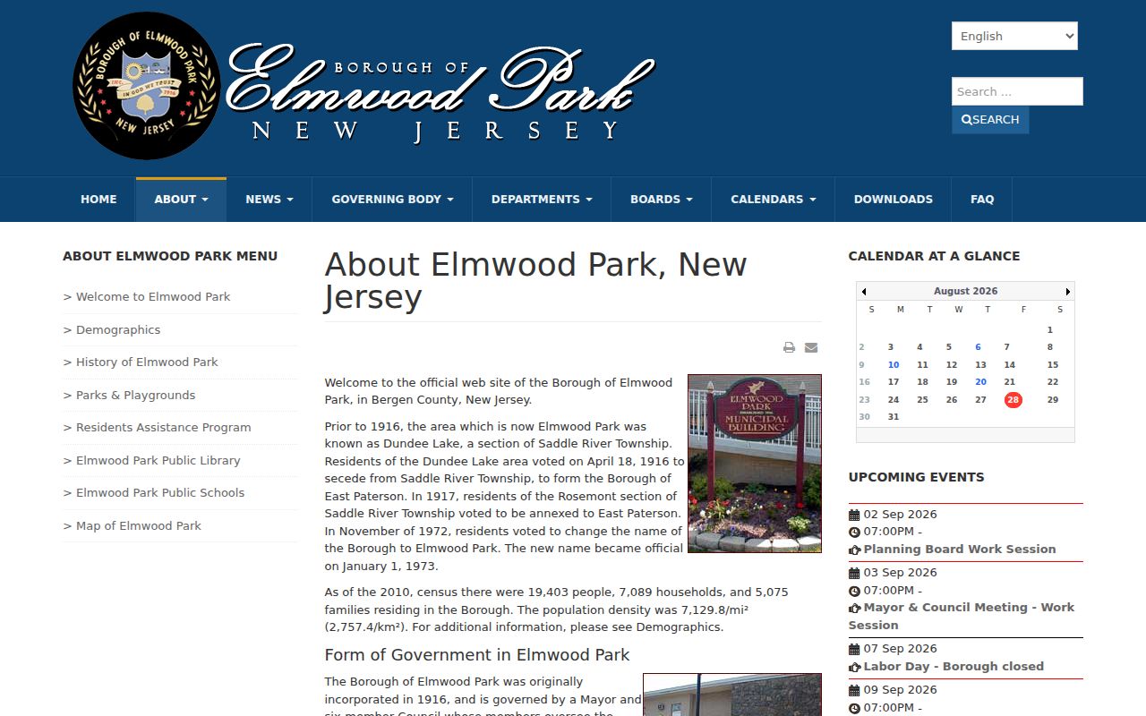Elmwood Park residents directory borough history and East Paterson records