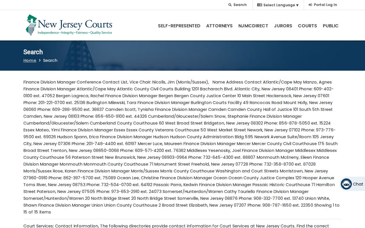Elmwood Park resident lookup court search categories