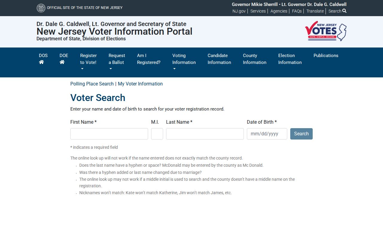 Elmwood Park resident lookup voter registration route
